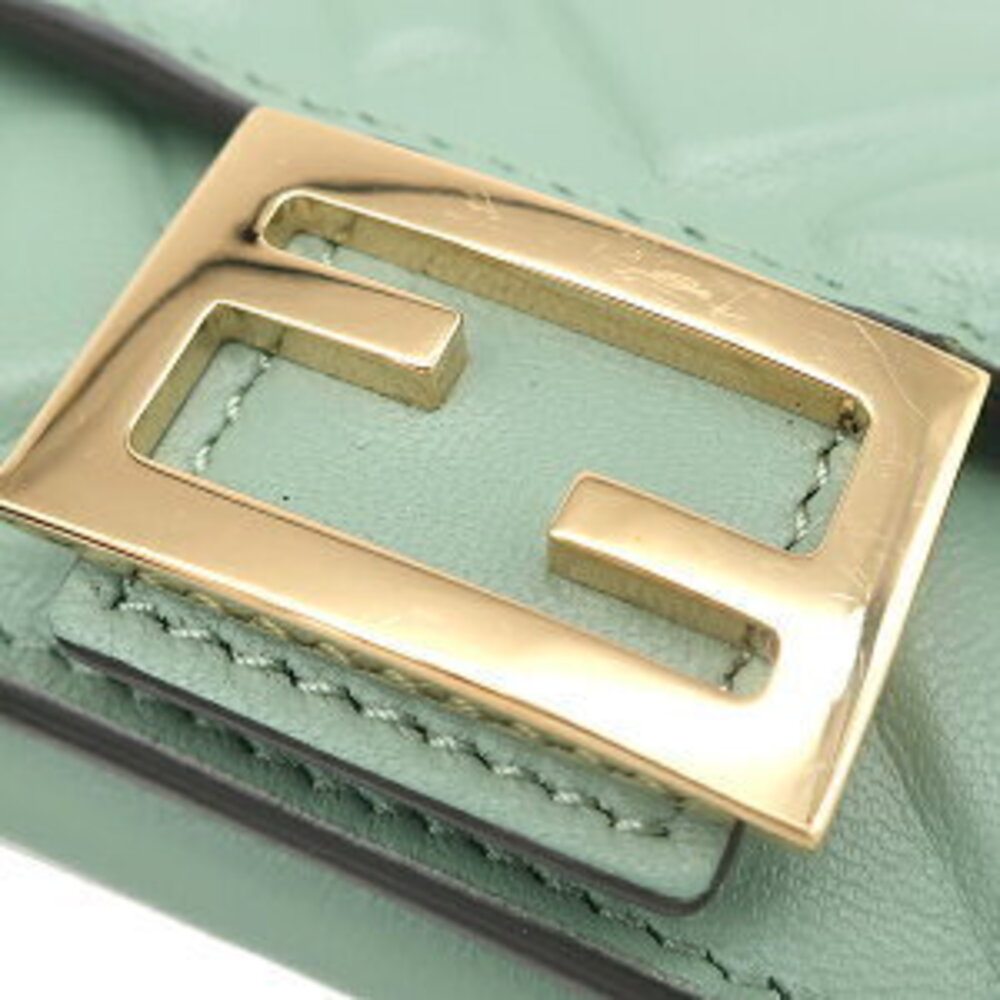 Fendi Baguette Trifold Wallet Green Leather - Picture 7 of 14